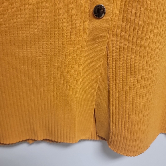 New York & Company Mustard Knit Button-up Fitted Dress - XL - Picture 4 of 6